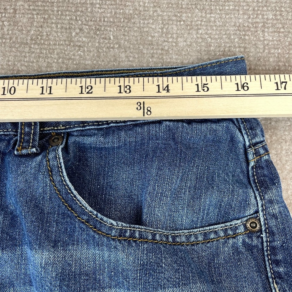 Wrangler Slim Straight Jeans Mens 33x29 Blue Whiskered Denim Medium Wash Western - Picture 8 of 12